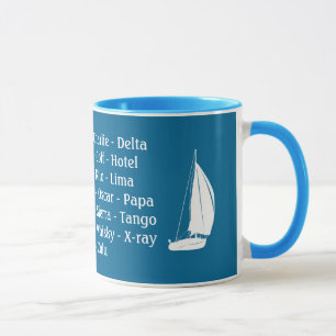 Caneca Captura Navegação de Barcos com Alfabeto Fonético