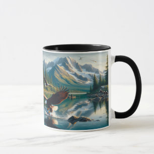 Caneca Capturando peixe majestoso no nascer do sol 20x16
