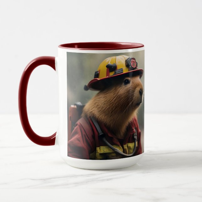 Caneca "Capybara para o resgate: Bombeiro Extraordinair (Esquerda)