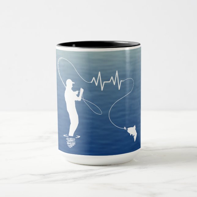 Caneca Cara de Fly Fishing com Ritmo Cardíaco (Centro)