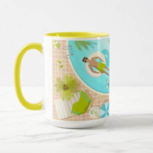 Caneca Cara de natação na praia tropical de verão