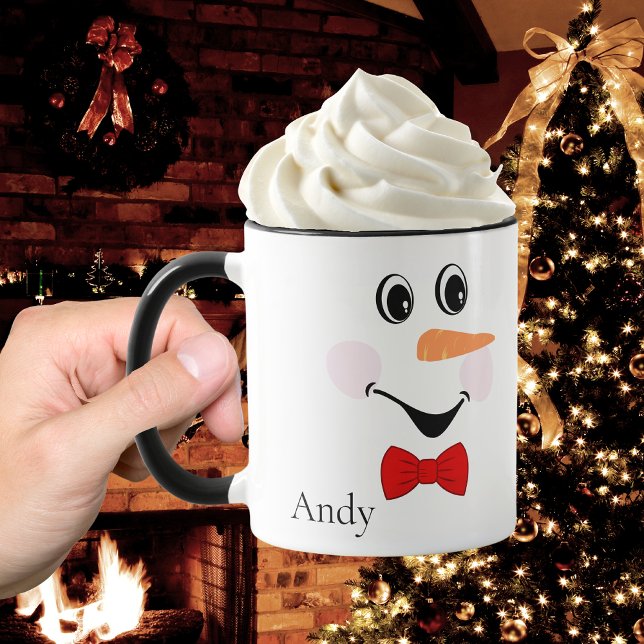 Caneca Cara de Snowman Personalizado Moderno e Bonito (Criador carregado)