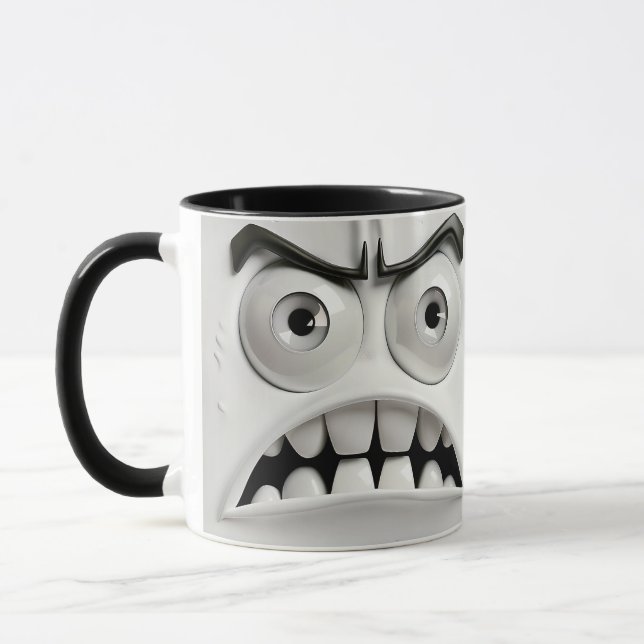 Caneca Cara zangada 3d sarcástica engraçada  (Esquerda)