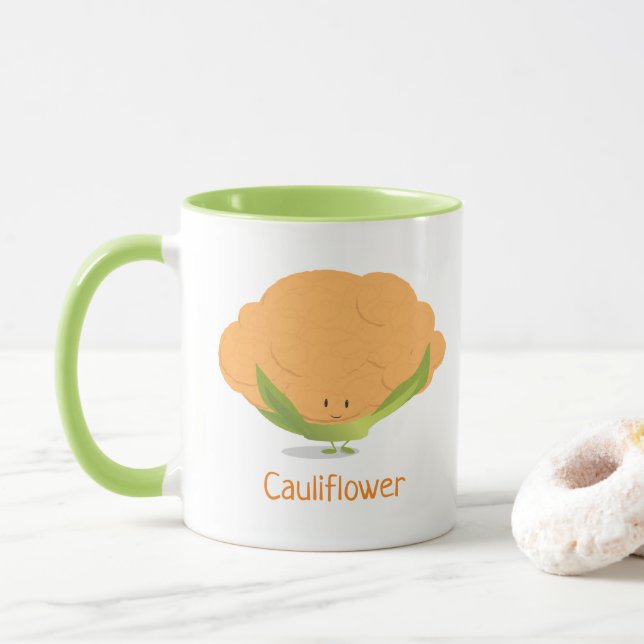 Caneca Caractere de couve flor laranja| Mug (Com Donut)