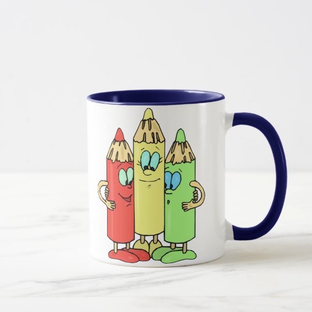 Caneca Caracteres de Lápis Adoráveis (Direita)