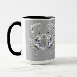 Caneca Caranguejo de Cristal Prateado Oceano Espelhado
