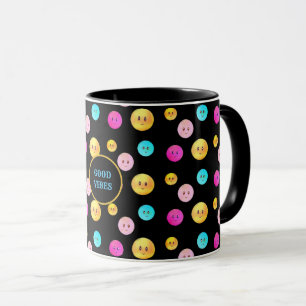 Caneca Caras Felizes Multicoloridas Fofas