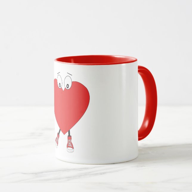 Caneca Caráter de Amor com Curta Vermelho em Forma de Cor (Frente Esquerda)