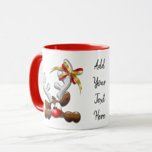 Caneca Caráter engraçado confundido rena do Natal