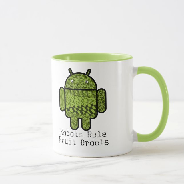 Caneca Caráter Paisley Doodle para o robô Android™ (Direita)