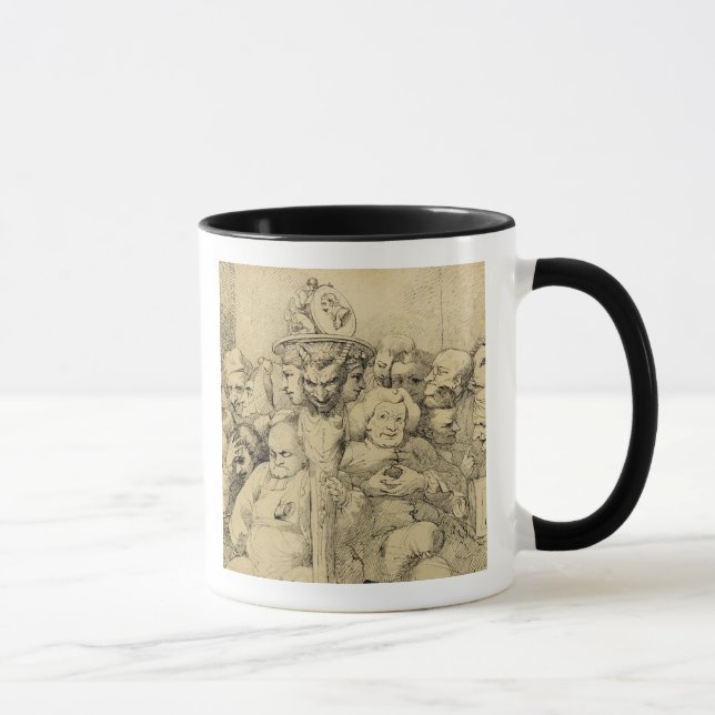 Caneca Caráteres literários montados em torno do medalhão (Direita)