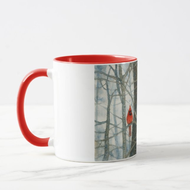 Caneca Cardeais em Aquarela de Inverno (Esquerda)