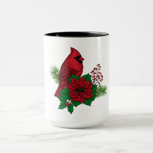 Caneca Cardeais Vermelhos na decoração de Natal