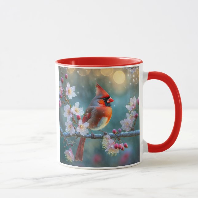 Caneca Cardeal Masculino nos Brilhos da Cereja à Lua (Direita)
