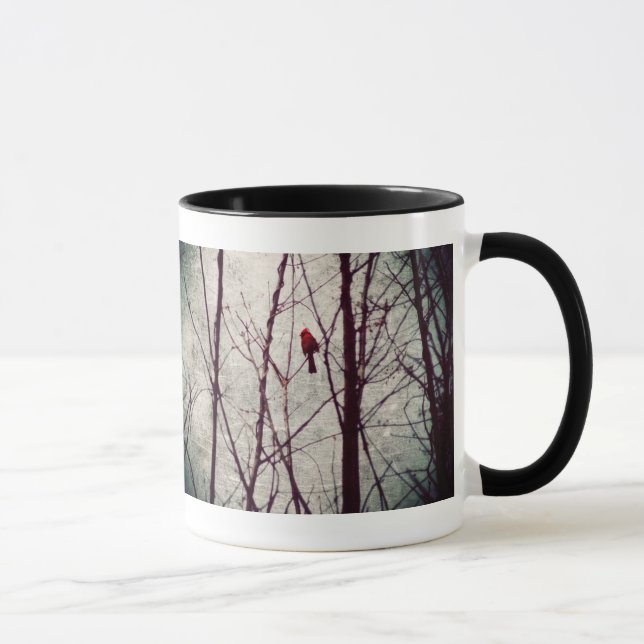Caneca cardeal vermelho - cena do inverno (Direita)