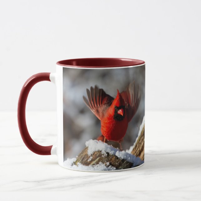 Caneca Cardeal Vermelho na Neve (Esquerda)