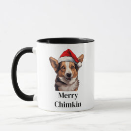 Caneca Cardigan Welsh Corgi Chapéu de Papai Noel Cachorro