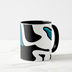 Caneca Carga de Profundidade: Abstrato Preto, Branco e Az