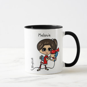 Caneca Caricatura de mug de lista de cabelo personalizada