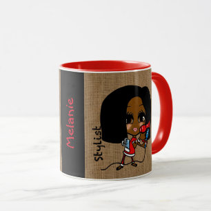 Caneca Caricatura de Mug de Stylist de Cabelos Chamados d