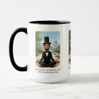 Caneca Caricatura Divertida de Abe Lincoln fazendo Yoga -