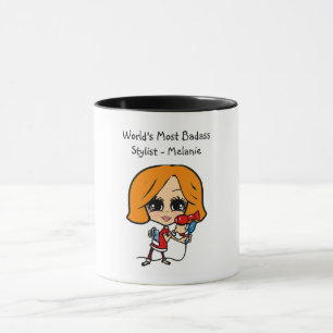 Caneca Caricatura do Cabelo Vermelho Auburn Personalizada