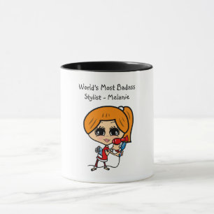 Caneca Caricatura do Cabelo Vermelho Auburn Personalizada
