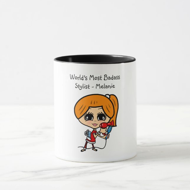 Caneca Caricatura do Cabelo Vermelho Auburn Personalizada (Centro)