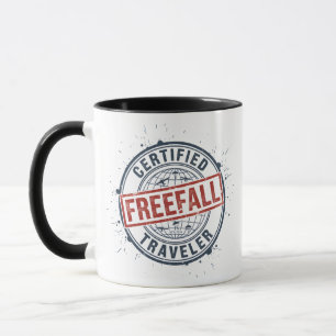 Caneca Carimbo Grunge Viajante de Queda Livre Certificado