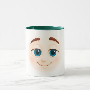 Caneca carinha de sorriso frequente – emoji de olhos azui