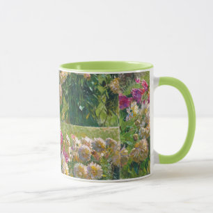 Caneca Carl Moll Vintage Flor Verde Rosa Dahlias