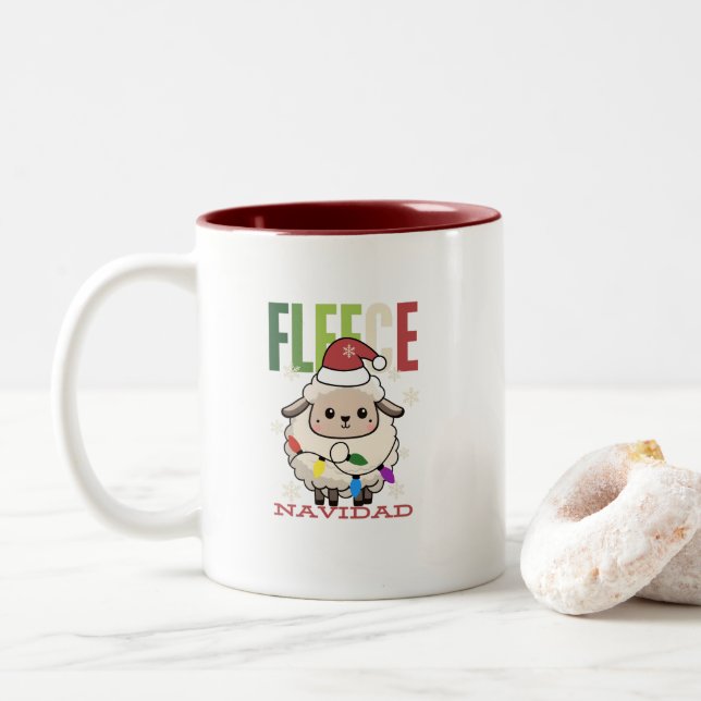 Caneca Carneiro de Ovelo-Bonito Navidad Pun Mug (Com Donut)