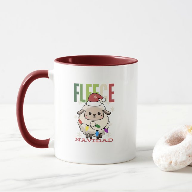 Caneca Carneiro de Ovelo-Bonito Navidad Pun Mug (Com Donut)