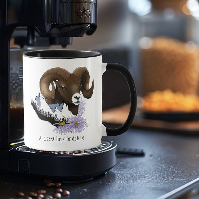 Caneca Carneiro Majestoso Bighorn Brown Sheep Montanha Ve (Criador carregado)