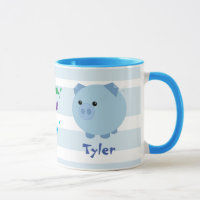 Caneca carnudo azul bonito do porco