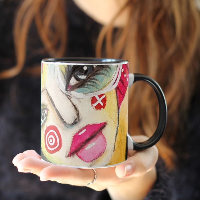 Caneca Caro Abstrato Whimsical Colorir Artístico Quirky (Criador carregado)