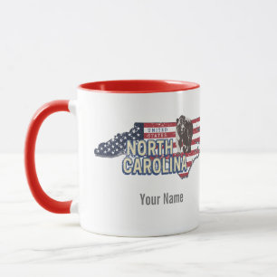 Caneca Carolina do Norte Estados Unidos Mapa EUA Vintage