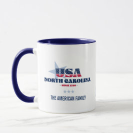 Caneca Carolina do Norte EUA 1789 Blue Star Personalised 