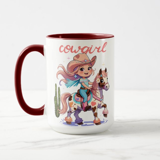 Caneca Carona com alegria - Garota-branca em seu cavalo p (Esquerda)