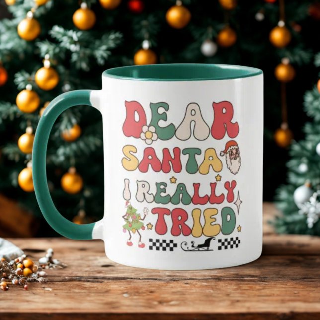 Caneca Caros Papais noeis, Eu Tentei Retrô De Feliz Natal (Criador carregado)
