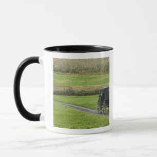 Caneca Carrinho Amish em estrada rural, Nordeste de Ohio,