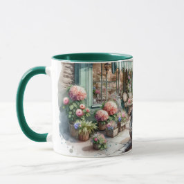 Caneca Carro Antigo e Charmoso Loja de Flores Aquarela