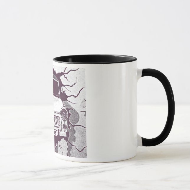 Caneca Carro de Trabant, preto & branco, muro de Berlim (Direita)