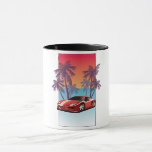 Caneca Carro esportivo vermelho vintage