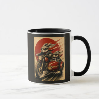 Caneca Carro lateral de motocicleta de coelho