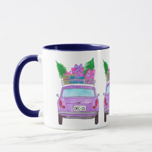 Caneca Carro roxo com dobras de Natal