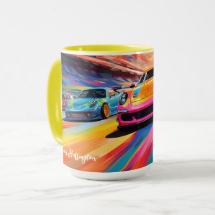 Caneca Carros de Raça de Nomes Personalizados