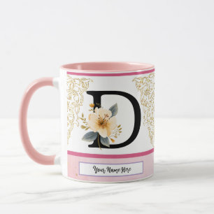 Caneca Carta D Botânica – Inicial Floral Suave com