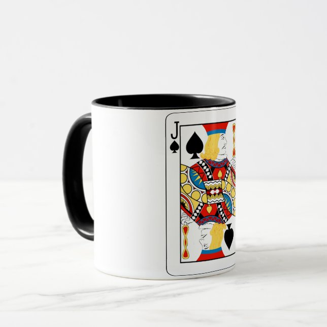 Caneca Carta de Poker Valete de Espadas Clássico (Frente Esquerda)