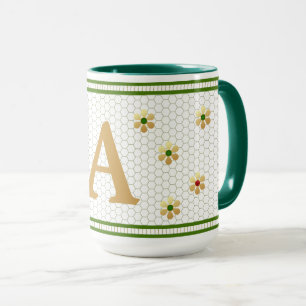 Caneca Carta Inicial Personalizada   Chic Dourada Daisy H